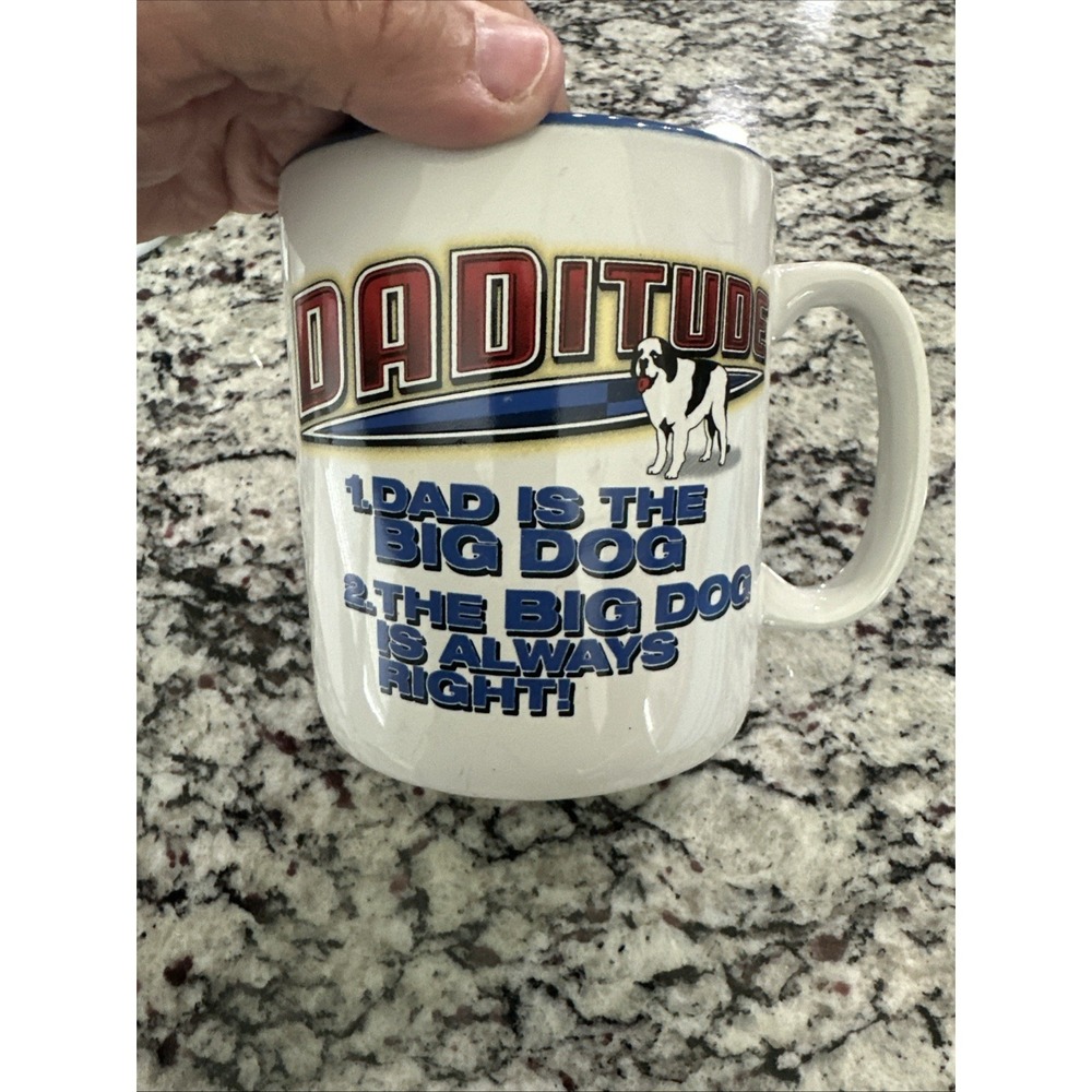 BIG‎ DOG Jumbo Extra-Large 30oz Mug  Dad Daditude Blue & White Fathers Day Gift